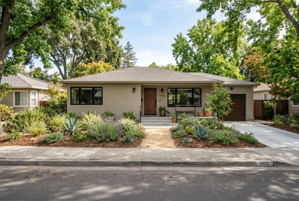 Renovated mid-century ranch home on a tree-lined San Jose street